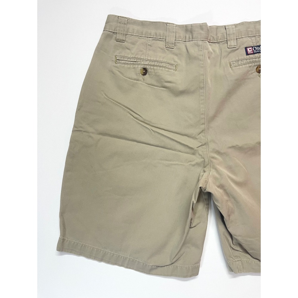 Vintage 90s Chaps Ralph Lauren Mens Khaki Chino Shorts Tan Cotton Size 34 - Picture 11 of 16